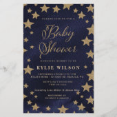 バジェット金ゴールドスターズベビーシャワー招待状 (正面)