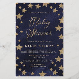 バジェット金ゴールドスターズベビーシャワー招待状