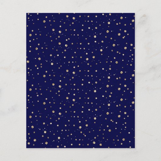 バジェット金ゴールドパイン海軍ブルー結婚式招待状 (裏面)