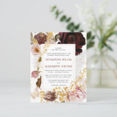 バジェット金ゴールドブルガンディダスティピンク結婚式招待状 (スタンド正面)