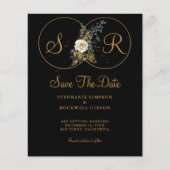 バジェット金ゴールドモノグラムオンブラックネームイニシャル結婚ズ (正面)