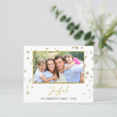 バジェット金箔スノーフレーク喜ばしいフォトカード (スタンド正面)