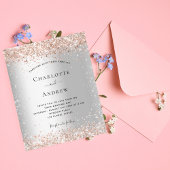 バジェット銀グリッターバラ金ゴールド結婚式招待状