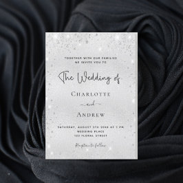 バジェット銀グリッターモダンエレガントなウェディングイベント 招待状