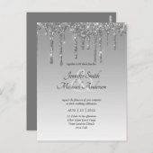 バジェット銀グリッター滴下結婚式の招待 ポストカード (正面/裏面)