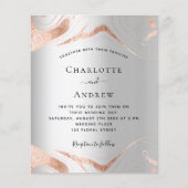 バジェット銀バラ金ゴールド大理石結婚式招待状 (正面)