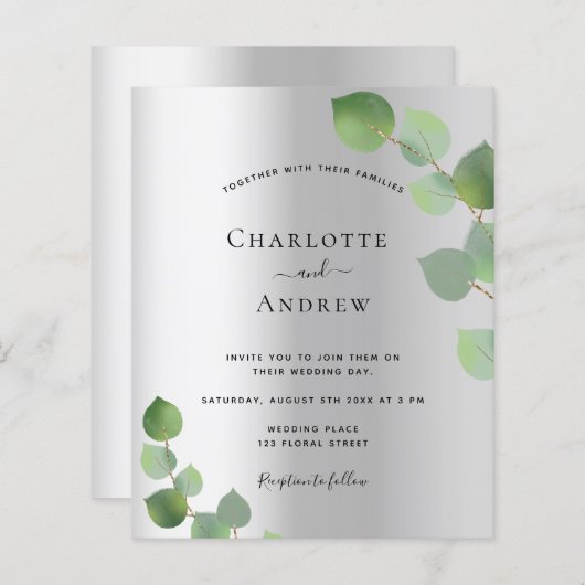 バジェット銀ユーカリモダング結婚リー (正面/裏面)