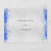 バジェット銀金属王室のブルーモダンウェディングRSVP (裏面)