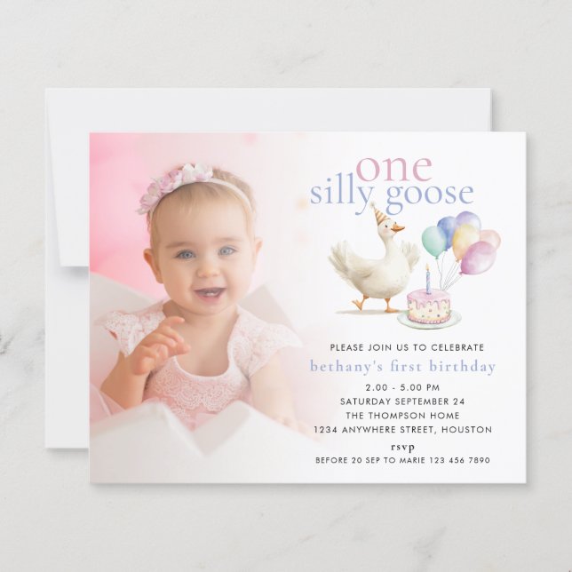 バジェット間抜けワンガチョウ写真オーバーレイ1st誕生日 (正面)