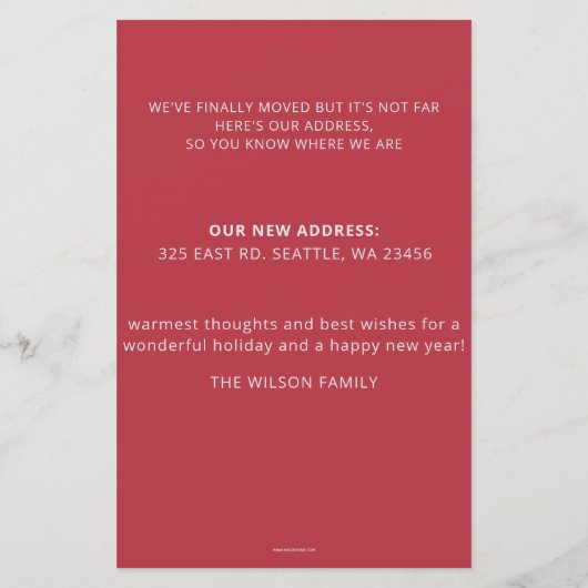 バジェット雪のシーン新しいホームウェーブホリデーカードを移動 (裏面)