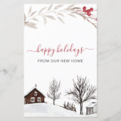 バジェット雪のシーン新しいホームウェーブホリデーカードを移動 (正面)