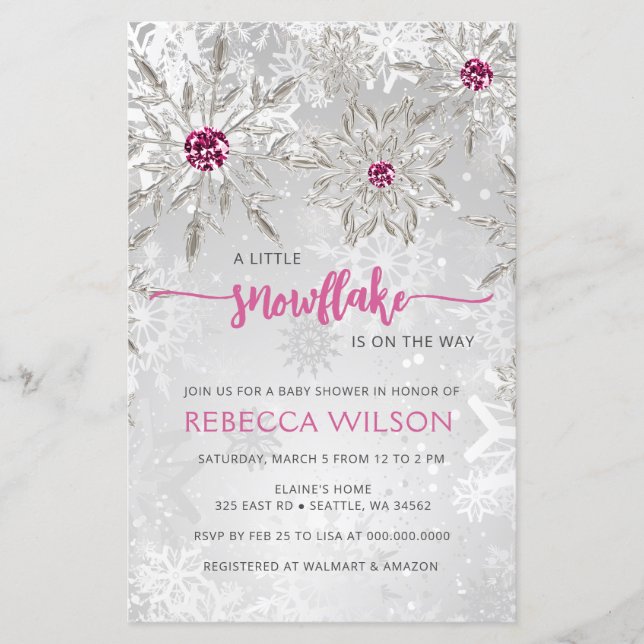 バジェット雪の結晶が途中の女の子の赤ちゃんシャワー (正面)