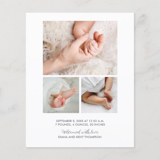 バジェット雪の結晶の写真の誕生のお知らせ (裏面)