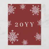 バジェット雪の結晶の写真クリスマスレッドホリデーカード (裏面)