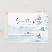 バジェット雪山冬湖の木 ポストカード (正面/裏面)