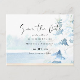 バジェット雪山冬湖の木 ポストカード