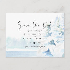 バジェット雪山冬湖の木 ポストカード