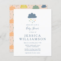 バジェット雲とブルーベビーシャワーの雨滴