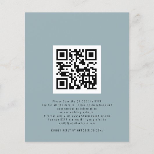 バジェット霜の降りたフォレスト写真QRブルーに参加結婚する (裏面)