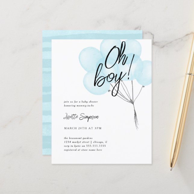 バジェット青い水の色のバルーンああ男の子ベビーシャワー (正面/裏面インサイチュ)