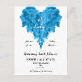 バジェット青い煙のハート赤ちゃんシャワーの招待 インビテーションポストカード (正面)
