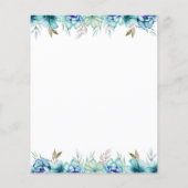 バジェット青い花ミントグリーン結婚式招待状 (裏面)