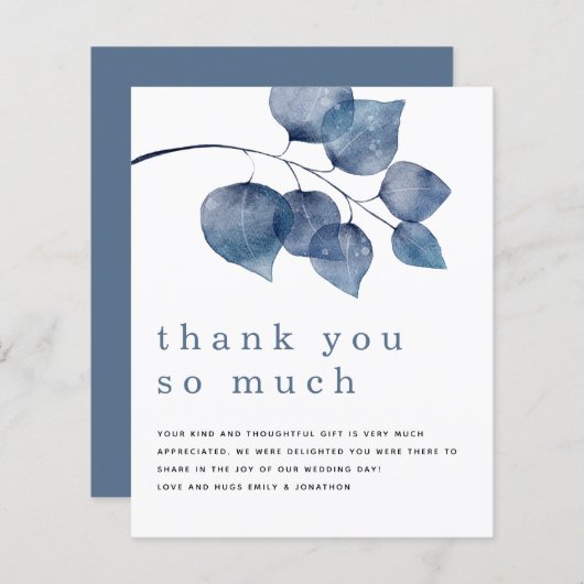 バジェット青アート葉の新婚ありがとう (正面/裏面)