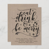 バジェット食べドリンクヴィンテメリーージクリスマス招待状 (正面/裏面)