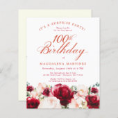 バジェット驚きのパーティー100誕生日ピンクレッドローズ (正面/裏面)