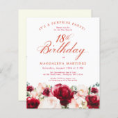 バジェット驚きのパーティー18誕生日ピンクレッドローズ (正面/裏面)