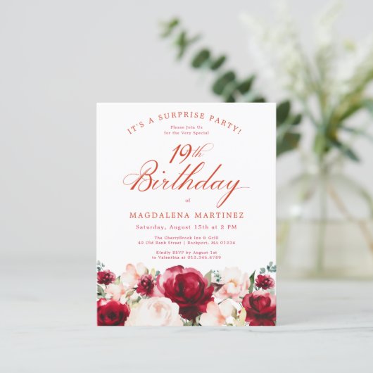 バジェット驚きのパーティー19誕生日ピンクレッドローズ (スタンド正面)