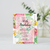 バジェット鮮やかウォーターカラーフローラ誕生日招待状 (スタンド正面)