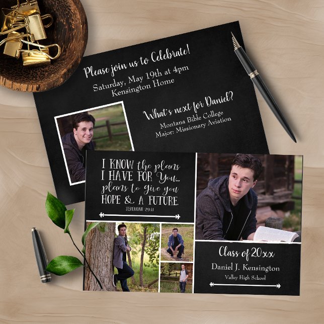 バジェット黒いバイブル聖句の卒業写真コラージュ (クリエイターアップロード済み)