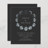 バジェット黒い水の色の月のフェーズ結婚式の招待 (正面/裏面)