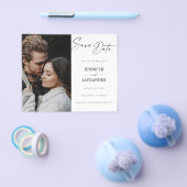 バジェット黒と白の書道の写真の日付を保存 チラシ (シングル)