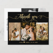 バジェット黒と金ゴールドのスクリプトの写真結婚の数 (正面/裏面)