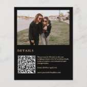 バジェット黒の緑の写真QRコード結婚式の招待 (裏面)