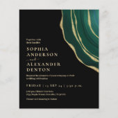 バジェット黒の緑の写真QRコード結婚式の招待 (正面)