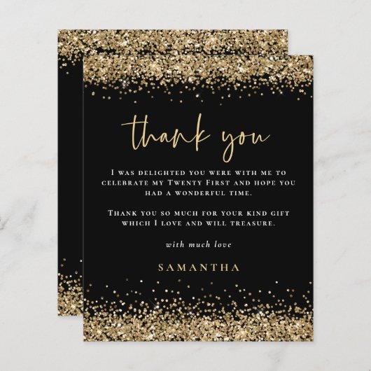 バジェット黒金ゴールドグリッター21サンキューサンキュー (正面/裏面)