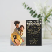 バジェット黒金ゴールドライト2フォトウェディング招待 (スタンド正面)