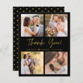 バジェット黒金ゴールド結婚の感謝4枚の写真 (正面/裏面)