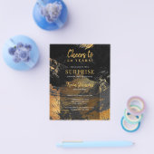 バジェット黒金ゴールド50th誕生日パーティーの招待 チラシ (シングル)