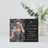 バジェット黒銀写真の誕生日Save the Date (スタンド正面)