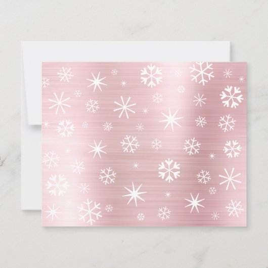 バジェット1stホリデーベビーフォトスノーフレークスピンクカード (裏面)