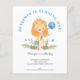 バジェット1thバースデーライオンボーイズパーティの招待状