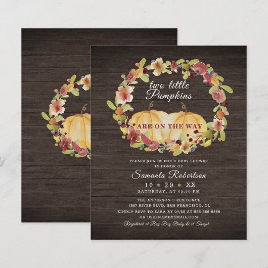 バジェット2リトルカボチャ木材フローラベビーシャワー (正面/裏面)