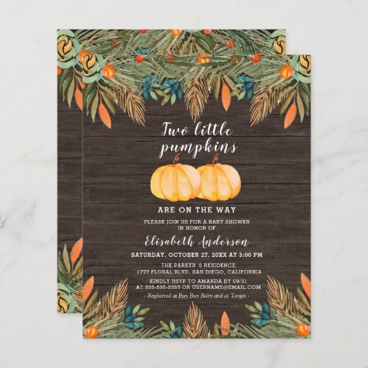 バジェット2小さなカボチャ素朴の赤ちゃんシャワー (正面/裏面)