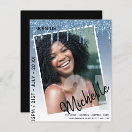バジェット21th誕生日フォトドリッピンググリッター招待状