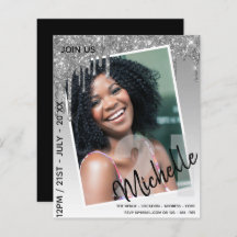 バジェット21th誕生日フォトドリッピンググリッター招待状