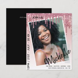 バジェット21th誕生日フォトドリッピンググリッター招待状